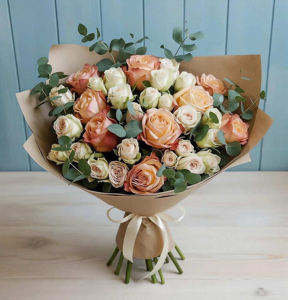 Букет цветов из: Альстромерии и Розы в Отрадном Воронежской области