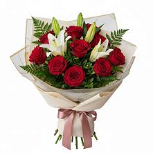 Букет цветов из:  Лилии и Розы в Отрадном Воронежской области