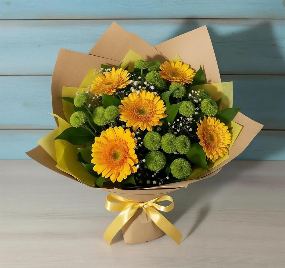Букет цветов из: Герберы и Хризантемы в Отрадном Воронежской области