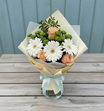 Букет цветов из:  Герберы, Розы и Хризантемы в Отрадном Воронежской области