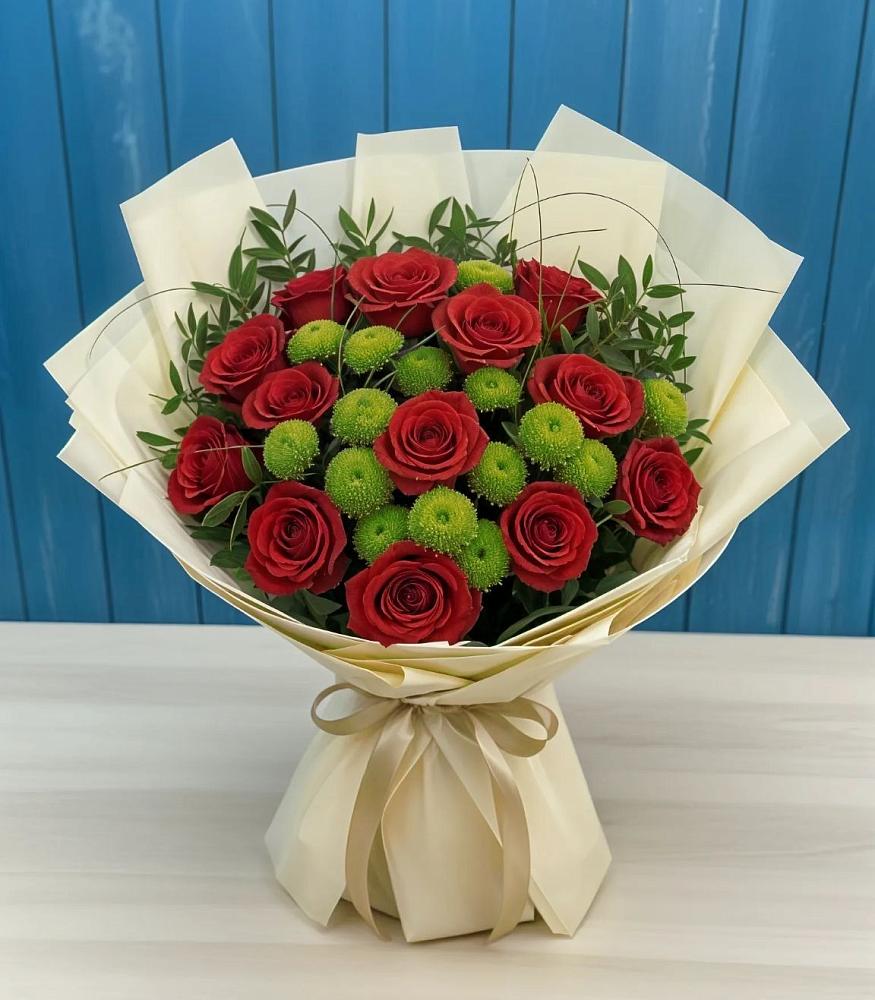 Букет цветов из: Розы и Хризантемы в Отрадном Воронежской области